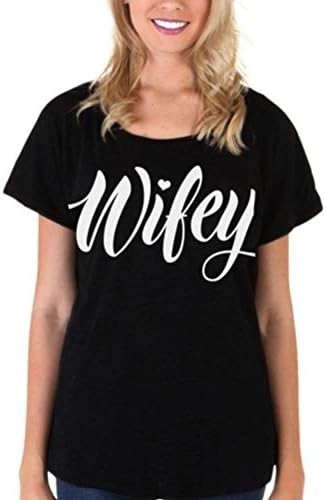 Women's Wifey Scoop Neck Dolman Premium Shirt & Mr. & Mrs. Stickers Gift