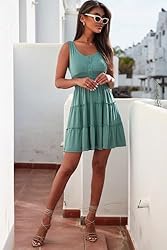 Dokotoo Women's Casual Dress Button Up Sleeveless