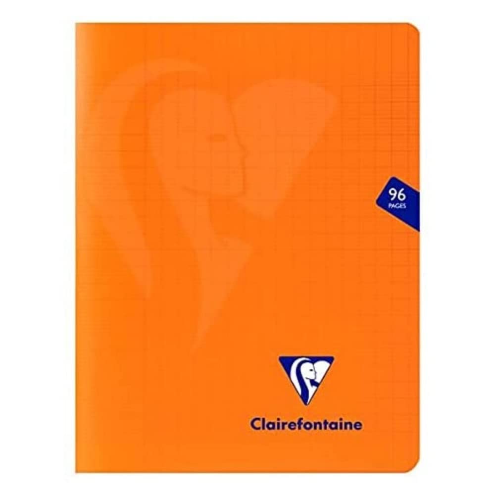 Clairefontaine 383741C - One Stapled Notebook Mimesys Orange - Dimensions: 17 x 22 cm - 96 Seyes Ruled Pages - White Vellum Paper 90 g - Polypro Cover