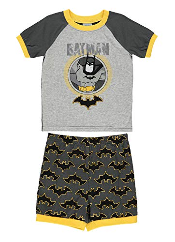 Jellifish Kids DC Super Friends Batman Boys 2-Piece Cotton PJ - Short-Sleeve Top & Shorts 2T Grey