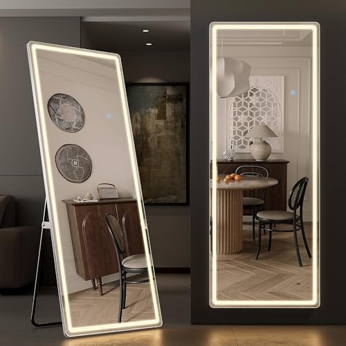 Alpen Full Length Mirror with LED Light, Floor Mirror with Dimming & 3 Color Li…