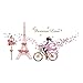 3D Wall Decals Stickers Pink Paris Tower Butterfly Flower Girl Removable Kids Room Art Nursery Bedroom Home Decorations Large 23.6inch x 35.4inch