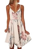 YIBU Apparel Women Summer Floral Print Spaghetti Strap Mini Dress Casual Sleeveless V Neck Boho Skater Dresses