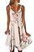 YIBU Apparel Women Summer Floral Print Spaghetti Strap Mini Dress Casual Sleeveless V Neck Boho Skater Dresses