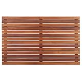 Nordic Style Teak Shower and Bath Mat - Heavy-Duty and Dark-Oiled for Indoor and Outdoor Use - Non-Slip Wooden Platform for Sauna, Pool, Hot Tub - 31.4 x 19.6-Inch Flooring Decor and Protector
