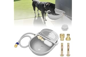JS2U ZW Automatic Water Bowl Dispenser for Dog, 304 Stainless Steel Animal Waterer Kit with Float Valve,for Livestock,Horse,Dog,Goat,Pig, Chicken, Animals Drinking Water Trough
