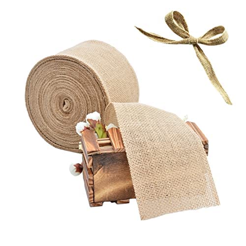 Burlap Ribbon, Natural Hessian Ribbon 10M,Vintage Jute Tape Roll Table Runner, Jute Trim Burlap Fringe Dining Table Tape Kitchen for DIY / Rustic Themed Wedding Craft, 5cm / 10cm / 15cm Available