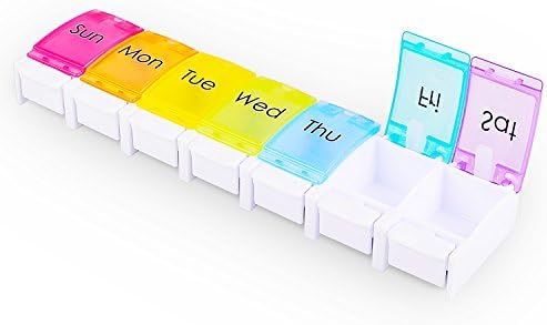 Pill Organizer, Myguru 7-Day Weekly Travel Pill Case Box with 7 Compartments for Pills