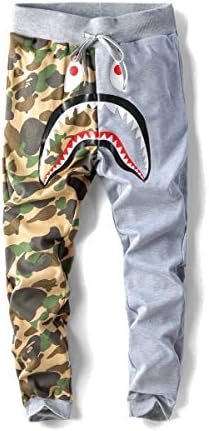 HHKM Online Fashion Men Jogger Pants Camo Trousers Sports Stitching Drawstring Casual Chino Sweatpants