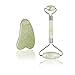 IRIYA Anti Aging Jade Face Roller Gua Sha Set Facial Massager Therapy for Double Neck Slimming Massage in Original Chi Stone for Women