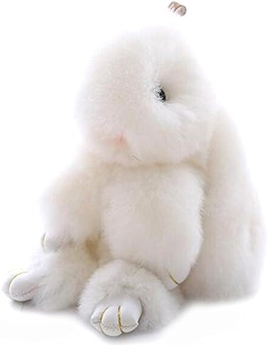 Fluffy Rabbit Fur Pendant Toy Plush Doll Lazy Play Dead Rabbit 7'' 18cm (white)