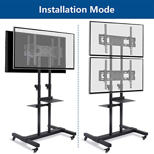 image for Rfiver 37 to 80 Inch Mobile TV Cart Dual Shelf Universal Flat Screen R