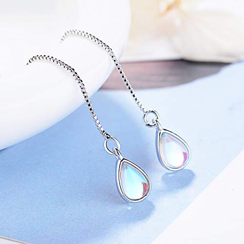 Fashion Elegant 925 Sterling Silver Drop Earrings Colorful Droplet Dangle Threader Earrings For Women