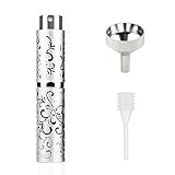 Perfume Atomizer with Small Funnel,10ML Cologne Atomizer, Emboss-Twisting Concealed Spraying Design Perfume Spray Bottles Empty for Women & Men(Travel Perfume-Silver)