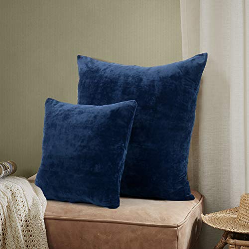 Evolive Soft Micromink Euro Sham Cover Pillowcase Replacement with Zipper Closure (Navy, 26"X26")