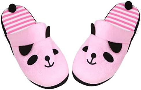 Tenworld Cute Cartoon Panda Shoes Home Soft Fleece Plush House Slippers (8-8.5, Pink)
