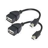 SaiTech IT (2 Pack Mini USB OTG Cable for Digital Cameras - USB A Female to Mini USB B 5 Pin Male Adapter Cable