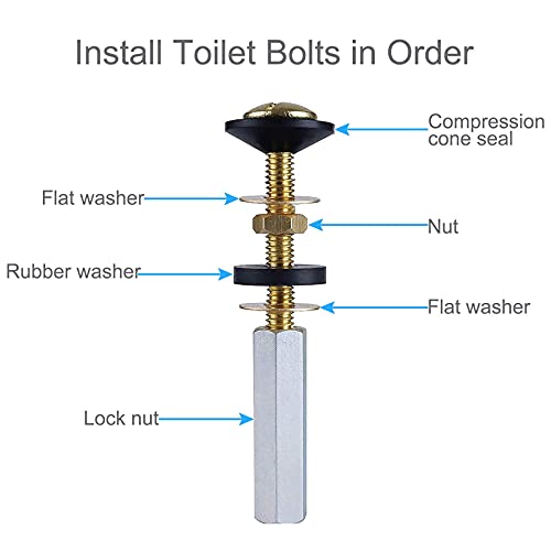 Universal Tank To Bowl Bolts & Gasket Kit, Solid Brass Hardware Kit