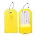BlueCosto - Luggage Tags - Large, Yellow, 5 PK - PVC Suitcase Tags w/Privacy Cover & Stainless Steel Wire Loops - Personalized Baggage Identifiers for Travel - Backpack Name Labels