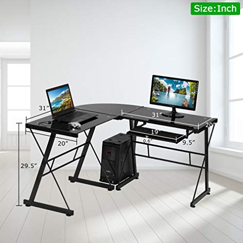 FDW Computer Desk Gaming L Shaped Corner Writing for Small Spaces Home
