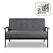 JIASTING Mid-Century Modern Solid Loveseat Sofa Upholstered Fabric Couch 2-Seat Wood Armchair Living Room/Outdoor Lounge Chair,50”W (Fabric) Grey