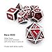 Haxtec Metal Dice Set D&D Red Silver DND Dice Set for Dungeons and Dragons RPG Games Leather Dice Bag DND Gifts-Glossy Enamel Dice (Silver Red)