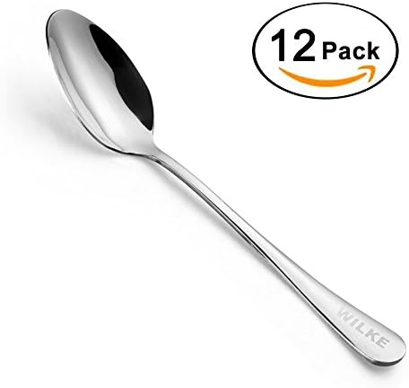 Dinner Spoons,18/10 Stainless Steel Dinner Spoons Set of 12,8 Inches,WILKE