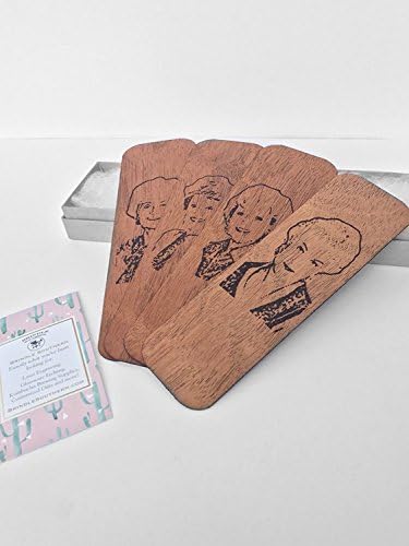 Golden Girls Bookmark Gift Set of 4 : Dorothy, Rose, Blanche, Sophia Engraved Exotic Wood Bookmarks