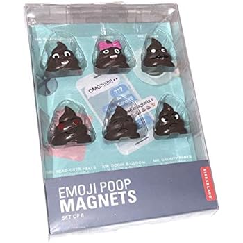 Kikkerland Poop/Poo Emoji Refrigerator/Fridge Magnets - Set of 6