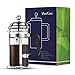 French Press Coffee Tea Maker - VIANKORS personal Coffee & Tea maker, Classic Collection, 3 cup / 12oz. Travel size, with stainless steel plunger, durable glass, easy to clean