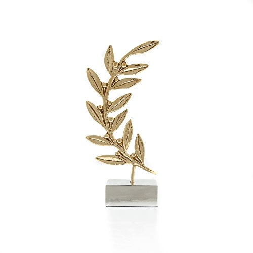 EliteCrafters Handmade Solid Brass & Aluminum Metal, Olive Branch, Decorative Table Ornament, 7.5'' (19cm) Tall