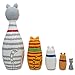 BestPysanky Tabby, Siamese, Maine Coon & Mouse Cats Wooden Nesting Dolls 7 Inches