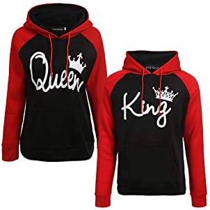 Women Couple Sweatshirt King Queen Pullover Hoodie