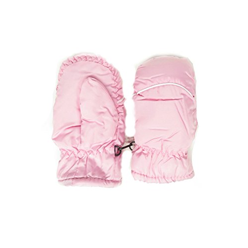 Magg Kids Toddlers Fleece Lined Winter Snow Glove Waterproof Assorted Solid Color 2-4T mittens (Light Pink)