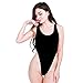 iEFiEL Womens One Piece High Cut Leotard Thong Bodysuit (Black)