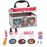 IQ Toys Pretend Play Makeup Beauty Princess Cosmetic Set with Mirror and Clear Sturdy Case for Kids Girls