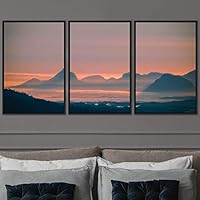 3 Piece Framed Canvas Wall Art Orange Sunset Canvas Prints Home Artwork Decoration for Living Room,Bedroom - 16