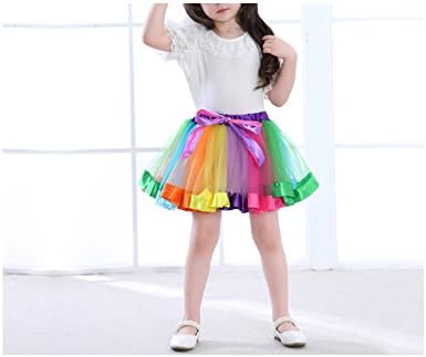JCJTECH Rainbow Ballet Tutu Skirt for Baby Girl Fluffy Skirt for Birthday Party Gift Costume (M for 2-4years Old)