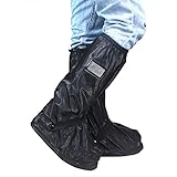 Frelaxy Waterproof Rain Boot Shoe Cover Reflector, Reusable & Foldable Rain Boots, Durable & Rainproof & Anti-Slip Rain Snow Gear Cycling Motorcycle Fishing Men Women Kids (Black, M)
