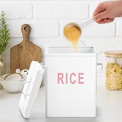 Youeon 10 Lbs Metal Rice Storage Container, Square