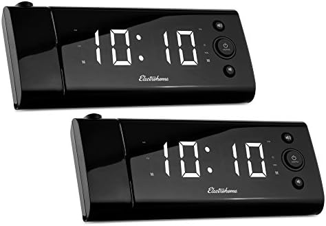 Magnasonic USB Charging Alarm Clock Radio with Time Projection, Battery Backup, Auto Time Set, Dual Alarm, 1.2" LED Display for Smartphones & Tablets - 2 Pack