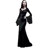 JEGERMIG Black Dress Floor Length Tight fitting Halloween Gothic RolePlay Costume