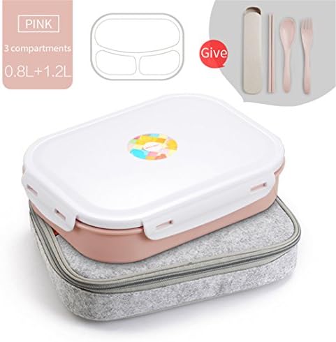 SEIREISA 304 Stainless Steel Lunch Box With Compartments Microwave Bento Box For Kids School Picnic Food Container Pink 3 Compart Set