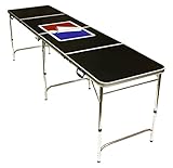 8' Folding Beer Pong Table with Bottle Opener, Ball Rack and 6 Pong Balls - Sports Design - By Red Cup Pong