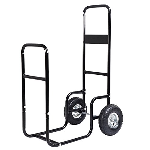 Carrier Wood Mover Hauler Fire Rack Caddy Cart Dolly Rolling New Black Firewood
