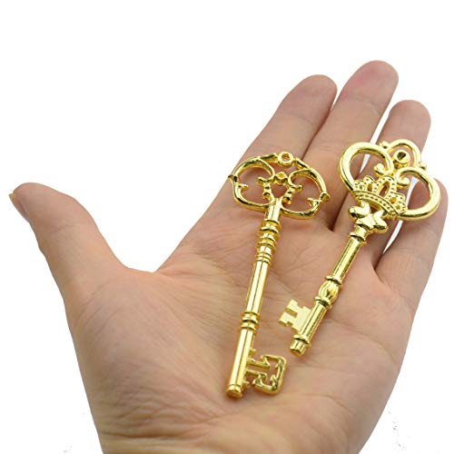 image for Makhry Mixed Set of 20 Extra Large Antique Skeleton Favor Keys in Rust