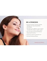 Pendientes de oro macizo de 14 quilates con circonita Swarovski auténtica, de 1,0 a 3,0 quilates, con caja de regalo