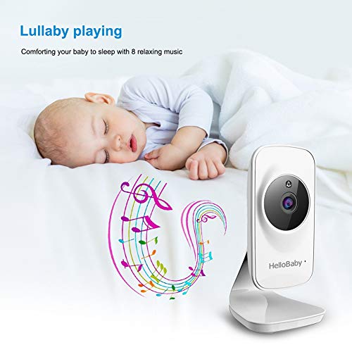 HelloBaby 5\'\' Video Baby Monitor with Camera and Audio, Color LCD Screen, Infrared Night Vision Camera, Temperature Display, Lullaby, Two Way Audio and VOX Mode, HB50