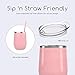 Maars Bev Stainless Steel Stemless Wine Glass Tumbler with Lid, Vacuum Insulated 12 oz Cup | Spill Proof, Travel Friendly, Fun Cocktail Drinkware - Carnation Pink