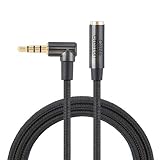 3.5mm Headphone Extension Cable, CableCreation 6FT 3.5mm Male to Female TRRS Audio Stereo Cable,Right Angle Auxiliary HiFi Cable with Silver-Plating Copper,24K Gold Plated (Microphone Compatible)